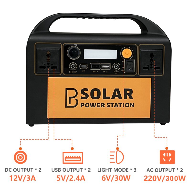 Portable Power Station 300w 90000mah Solar Generators 220v Outdoor Power AC DC USB Solar Charging Multi-function Camping travling self-tour Mobile power Supply Plus Household emergency necessary generator large capacity power