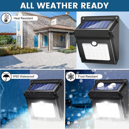 TECHNOLOGY Solar Outdoor Lights Wireless Security Motion Sensor Outdoor Lights Solar Lights Outdoor Waterproof for Front Door,Backyard,Steps,Garage,Garden (400LM,4 Packs)