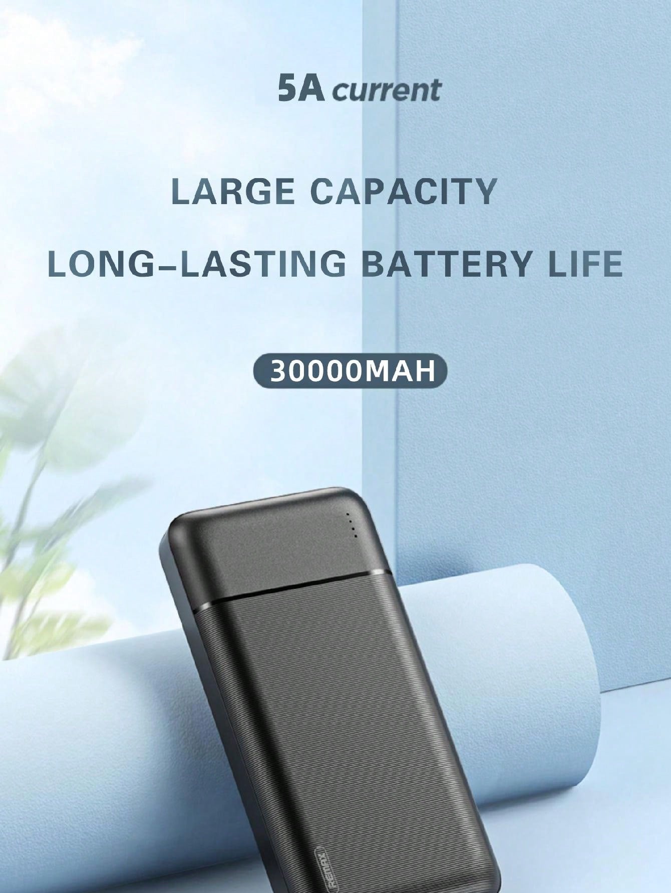 Power Bank 30000mah 22.5w Fast Charging Portable High Capacity Multi-device Charger Black