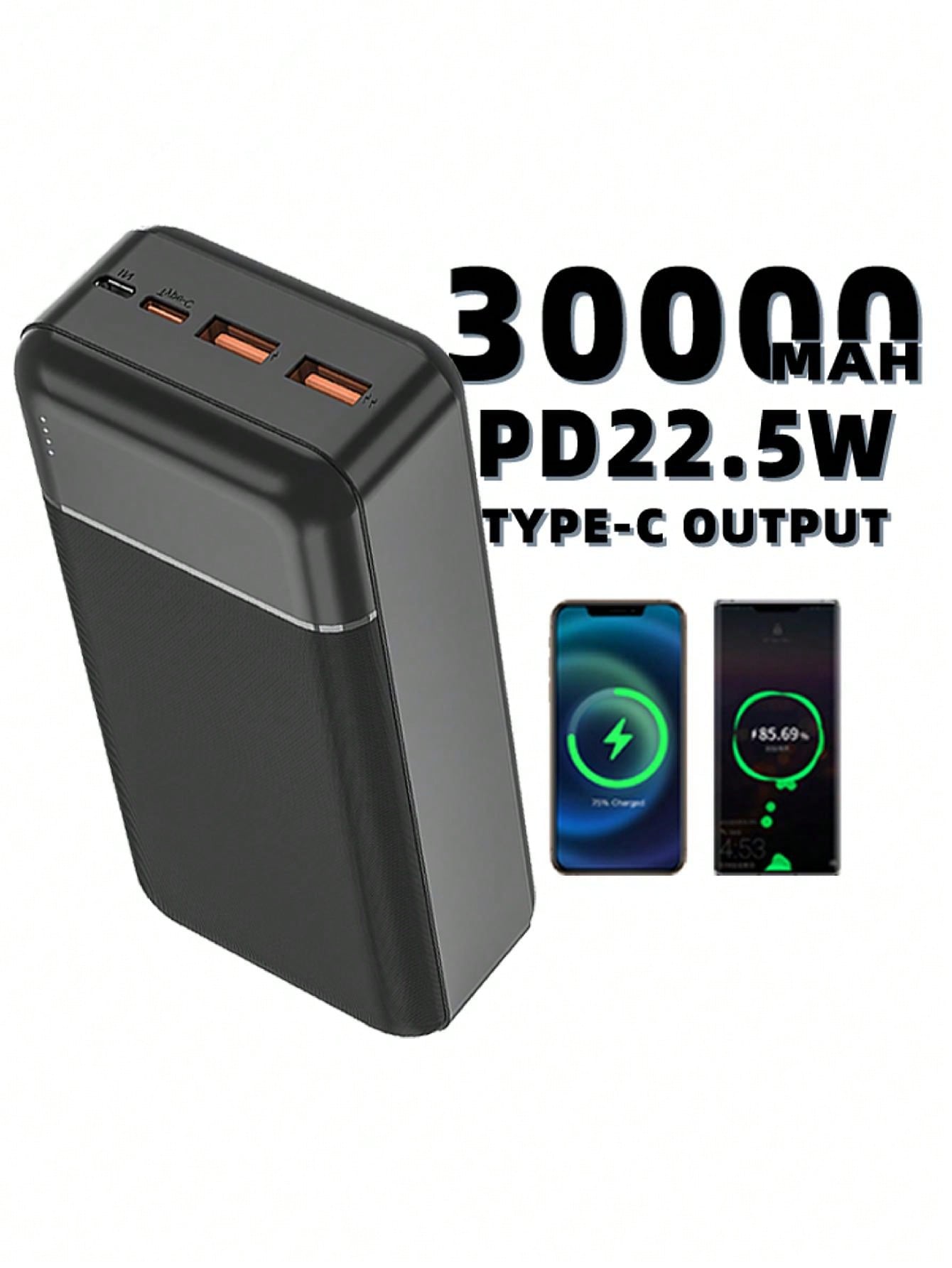 Power Bank 30000mah 22.5w Fast Charging Portable High Capacity Multi-device Charger Black