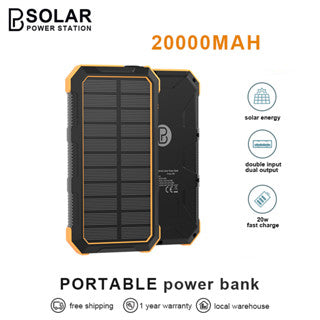PB Solar Charging Treasure 20000mah 20w Fast-Charging Solar Charging Outdoor Power Portable Waterproof And Anti-Falling Led Lamp