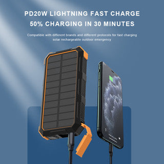 PB Solar Charging Treasure 20000mah 20w Fast-Charging Solar Charging Outdoor Power Portable Waterproof And Anti-Falling Led Lamp