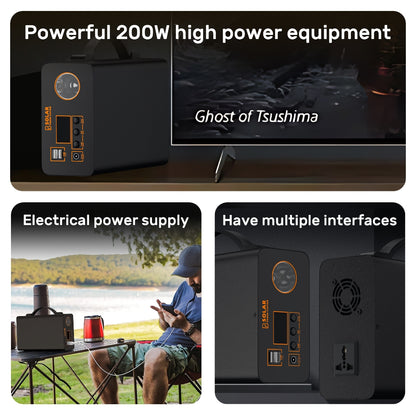 power station portable solar 220v 200w 45000mah lithium battery power bank charger mable big capacity power station outdoor ulti-function port emergency power Supply CPAP Battery Recharged by Solar Panel/Wall Outlet/Car 220V AC Out/DC 12V /QC USB