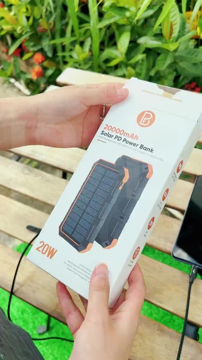 PB Solar Charging Treasure 20000mah 20w Fast-Charging Solar Charging Outdoor Power Portable Waterproof And Anti-Falling Led Lamp